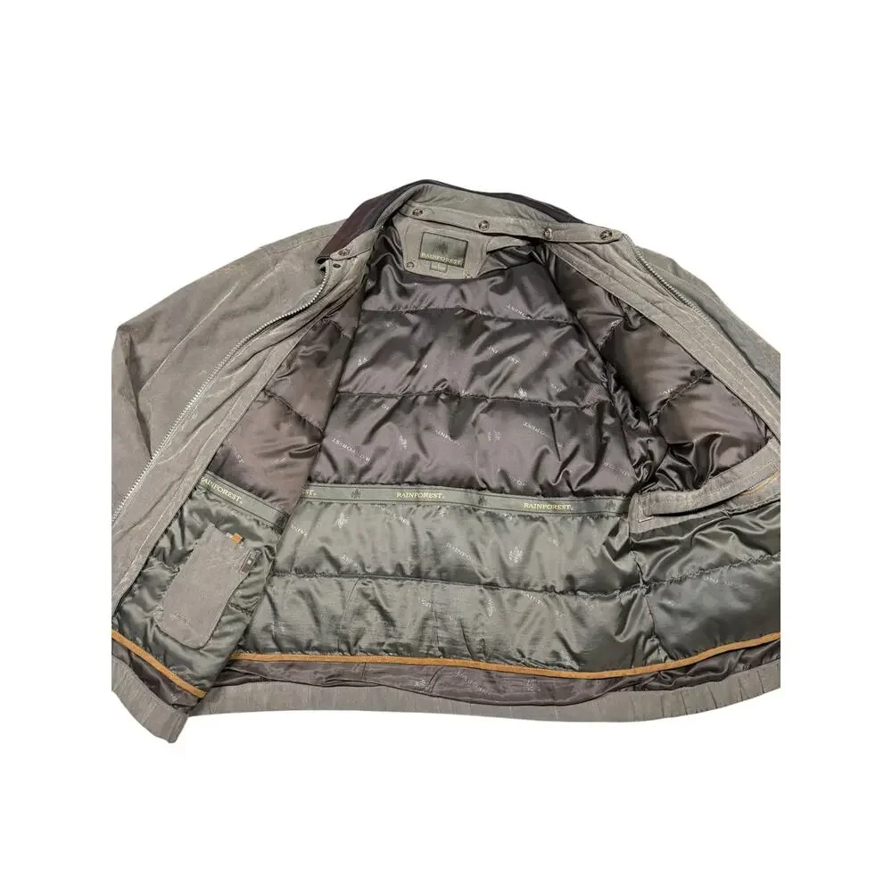 Vintage 90s Rainforest Microfiber Leather Field Bomber Jacket Khaki Green Large